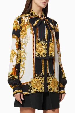 Buy Versace Black Medusa Renaissance Blouse in Silk Crepe de Chine For Women Online Ounass Oman