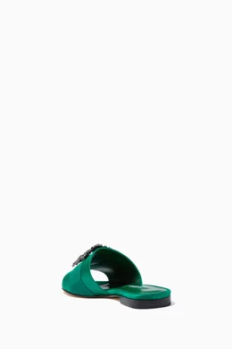 サンダル・ミュール Manolo Blahnik Martamod Flat Green Manolo Blahnik Green Martamod Flat Slide Sandal 41 – THE CLOSET