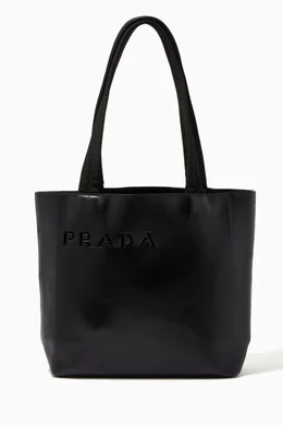 Buy Prada Pre-Loved Black Laser-cut Logo Tote Bag in Leather For