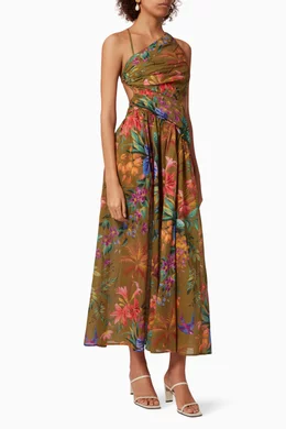 zimmermann tropicana asymmetric open back dress Buy Multicolour in Cotton For Women Online Butter Yellow Dress Floral Girl Size:6 back-to-school
