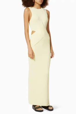 Buy SIR The Label Yellow Kelvin Draped Dress in Rib Knit For Women Online |  Ounass Oman