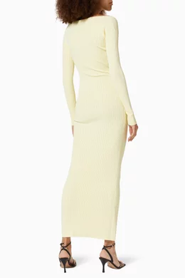 Buy SIR The Label Yellow Kelvin Off-Shoulder Dress in Rib Knit For Women  Online | Ounass Oman