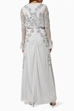 Buy Amelia Rose Grey Carina Embellished Maxi Dress in Mesh For Women Online  | Ounass Oman