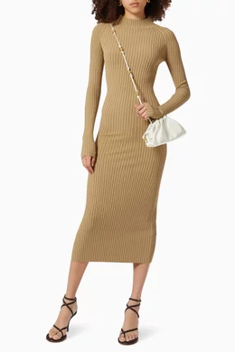 dion lee rib twist dress Dion Lee Yellow Rib Knit Twist Midi Dress XS