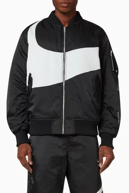 Buy Nike Black M Nsw Synfl Swoosh Bomber Jacket in Nylon For Men