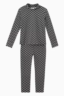 Buy Fendi Black FF Karligraphy Leggings in Cotton Jersey For Girls - Main Image