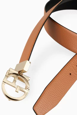 Buy Giorgio Armani Brown Reversible GA Logo Belt in Leather  display picture 2
