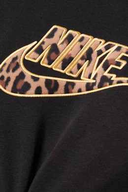 Buy Nike Black Sportswear Animal Print Swoosh Hoodie in Fleece For Women Online Ounass Oman