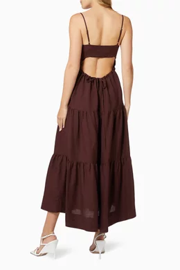 shona joy brown lace dress London Robe in Brown Herringbone main image 1