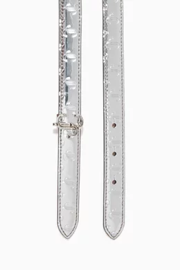 Buy Jimmy Choo Grey Felisa JC Monogram Belt in Metallic  display picture 1