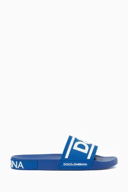 Buy Dolce Gabbana Blue D G Slides in Rubber Online for Men Ounass Oman