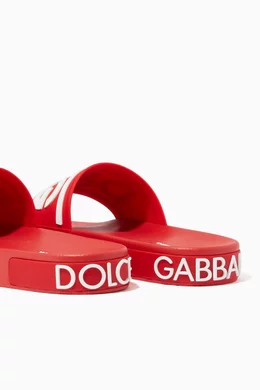 Buy Dolce & Gabbana Red D&G Slides in Rubber For Men Online  display picture 2