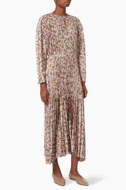 vince pomegranate pleated maxi dress Buy Vince Neutral Pomegranate Pleated Dress For Women Online
