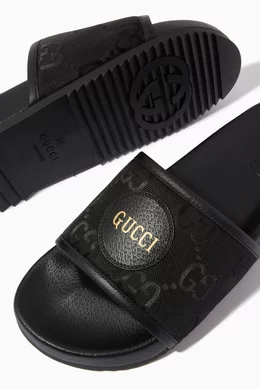 Buy Gucci Black Off The Grid Slides in GG Nylon For Men  display picture 2