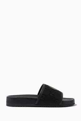 Gucci off the grid all black slides for men Gucci 644754 H9H90 1000 Black GG Econyl Fabric  main image 4