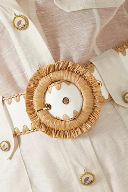 Buy Zimmermann White Postcard Belted Jumpsuit in Linen For Women