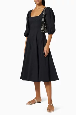 staud swells midi dress STAUD Women's Swells Dress, Black, 0 at Amazon Women's Clothing store