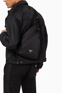Buy Prada Black One Shoulder Backpack in Re-Nylon and  display picture 2