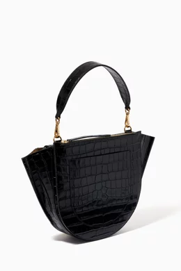 Buy Wandler Black Hortensia Medium Bag in Croc embossed Leather For Women Online Ounass Oman