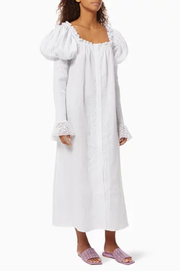 Buy Sleeper White Opera Dress in Linen For Women Online | Ounass Oman