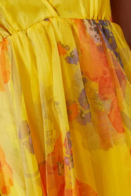 staud dandelion floral organza maxi dress STAUD Dandelion Floral Printed Organza Maxi Dress by Staud