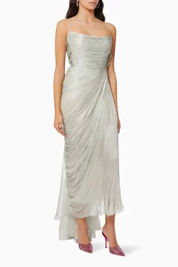 maria lucia hohan siona draped silk dress Draped silk gown in silver - Maria Lucia Hohan