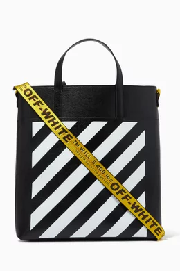 Buy Off White Black Diagonal Stripe Tote Bag in Leather For Men Online Ounass Oman