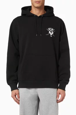 Buy Stüssy Black Surf Skate Skull Hoodie in Cotton Fleece For Men 