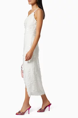 Buy De La Vali White Cher Sequin Midi Dress For Women Online | Ounass Oman