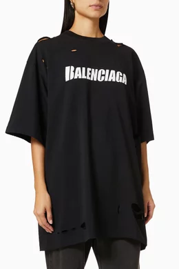 Buy Balenciaga Black Caps Destroyed Flatground Large Fit T