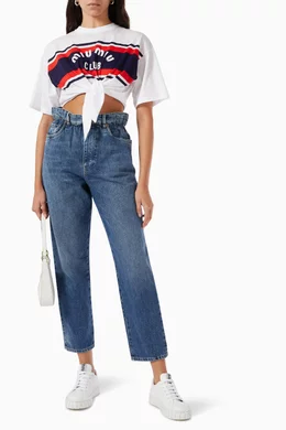 MIU MIU CLUB クロップドTシャツ Sサイズ ホワイト MIU MIU CLUB クロップドTシャツ Sサイズ ホワイト Miu Miu】ミュウ