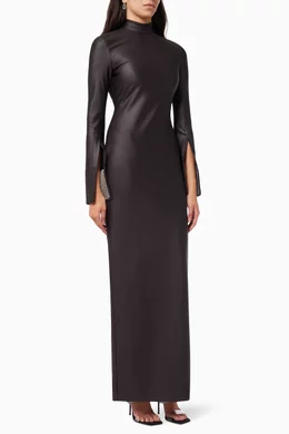 Buy Alexander Wang Black Crystal Cuff Turtleneck Gown in Active