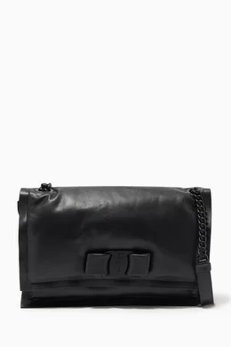 Buy Ferragamo Black Viva Bow Bag in Calf Leather For Women Online