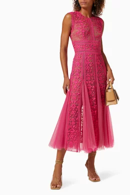chinese dress ladies Jarlo's Megan High Neck Midi Dress with Lace Waist Detail in Black – Jarlo  London main image 1