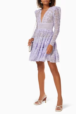 Buy Bronx and Banco Purple Megan Mini Dress in Embroidered Mesh For Women  Online | Ounass Oman