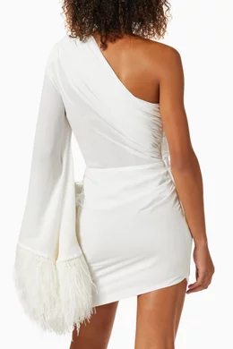 bronx and banco fire mini dress Buy Bronx and Banco White Fire Mini Dress in Silk with Ostrich Feathers For  Women Online