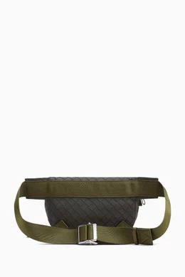 Buy Bottega Veneta Green Belt Bag in Intrecciato Rubber For Men