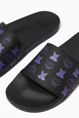 MCM Color Splash Logo Slide Mcm Color Splash Monogram Print Rubber Slides - Summer Green  main image 3