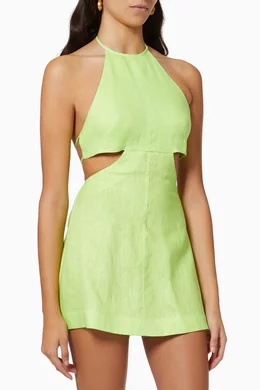 Buy Matthew Bruch Green Halter Mini Dress in Linen For Women Online |  Ounass Oman