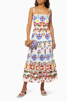 Buy Borgo de Nor Multicolour Daniela Midi Dress in Cotton For Women Online  | Ounass Oman