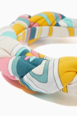 Buy Emilio Pucci Multicolour Abstract Print Braided Headband  display picture 3