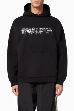 Buy Balenciaga Black Slime Wide Fit Hoodie in Heavy Fleece