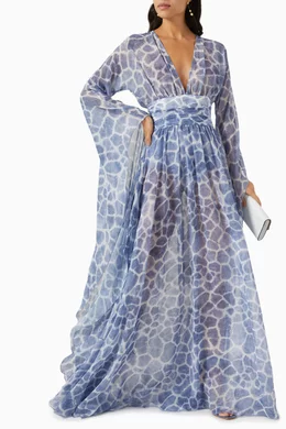 Buy Elisabetta Franchi Blue Giraffe Print Kaftan Dress For Women Online |  Ounass Oman
