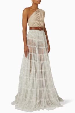 Buy Elisabetta Franchi Gold Polka Dot Red Carpet Dress in Tulle For Women  Online | Ounass Oman