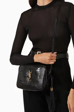 Buy SAINT LAURENT Black Lou Camera Bag in Crocodile embossed Leather For Women Online Ounass Oman