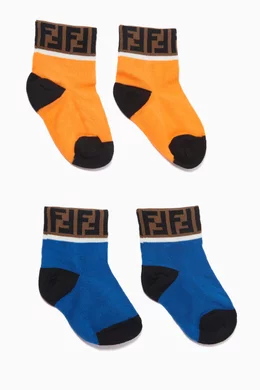 Buy Fendi Multicolour FF Monogram Socks in Stretchy Cotton For Boys Online Ounass Oman