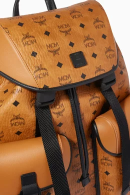 Buy MCM Brown Large Brandenburg Backpack in Visetos Nappa