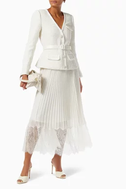 metallic bouclé v-neck tailored midi dress Buy Self-Portrait White V-neck Tailored Midi Dress in Metallic Bouclé For  Women Online