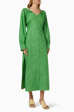 nanushka green dress Nanushka Green Cosett Turtleneck Maxi Dress