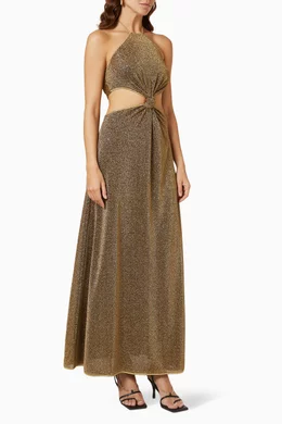 Buy Oseree Gold Lumiere Knotted Dress in Stretch Lurex For Women Online |  Ounass Oman